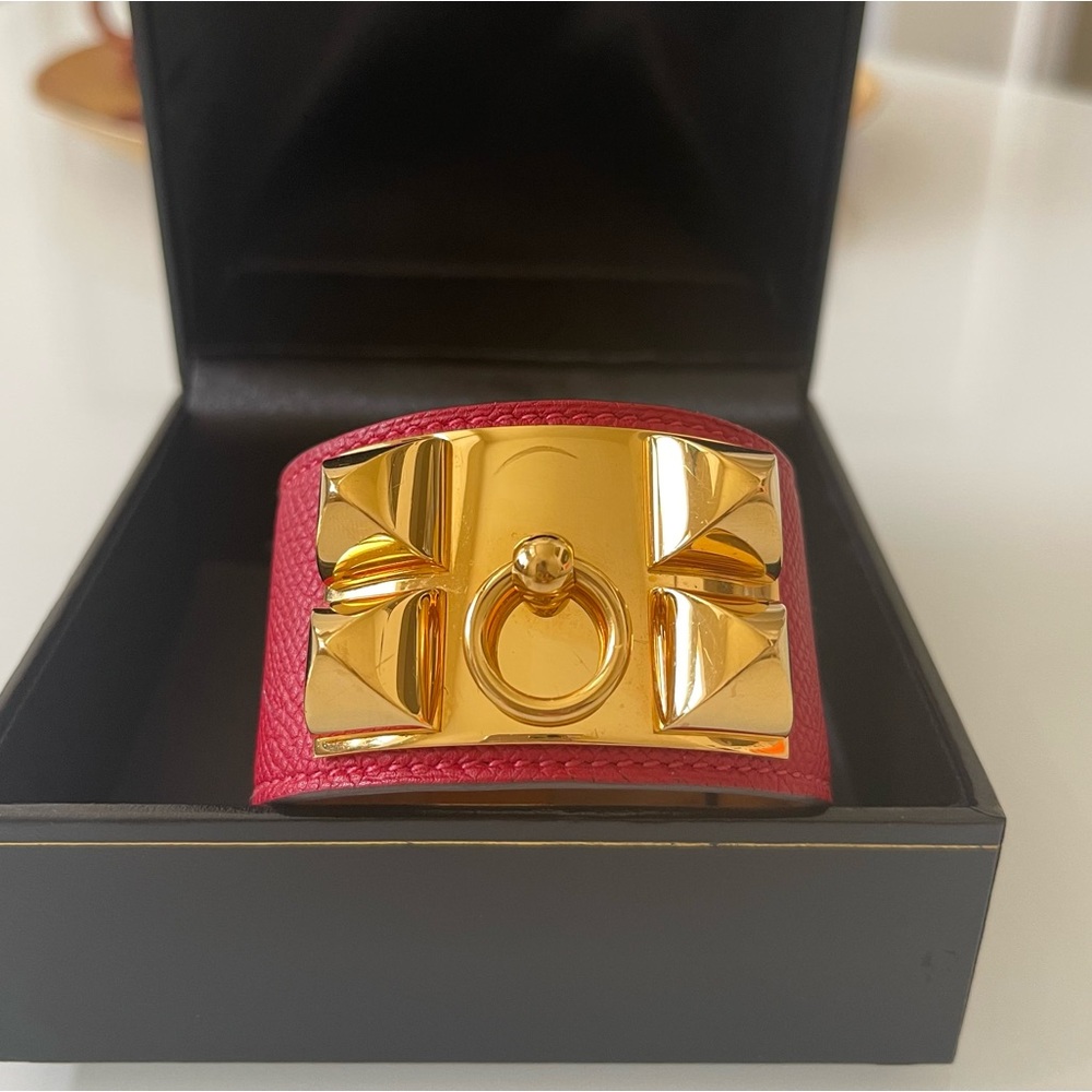 HERMÈS Collier De Chien Snakeskin Leather Bracelet